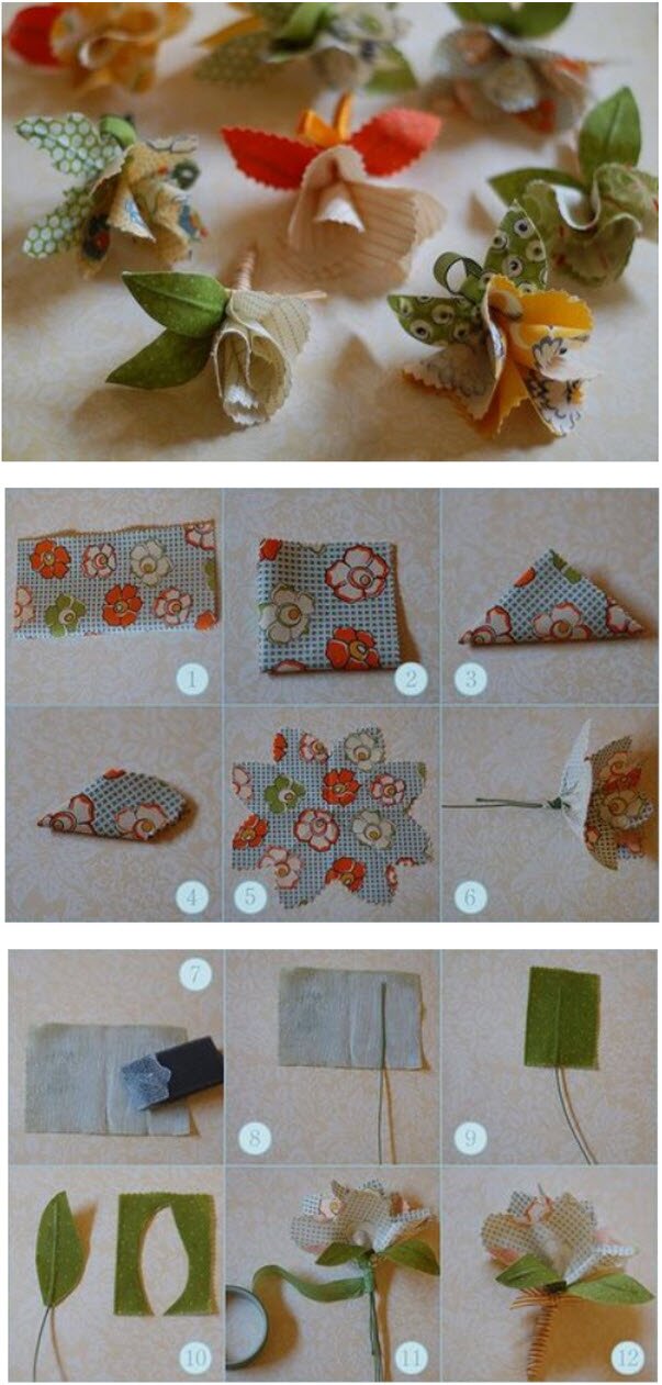 Инструкция как делать цветы из ткани