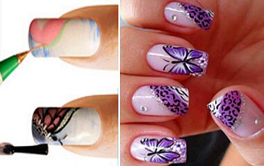 бабочки на ногтях дизайн фото пошагово